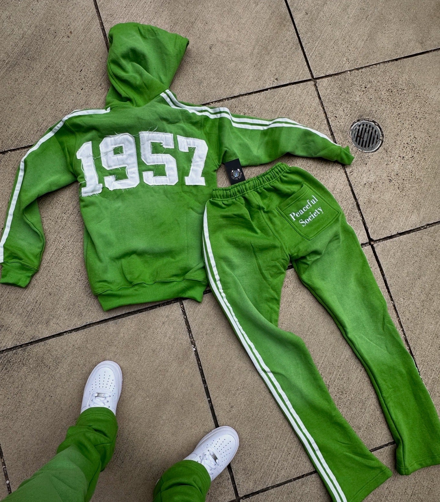 ‘Fuck Hate’ Green Striped Set