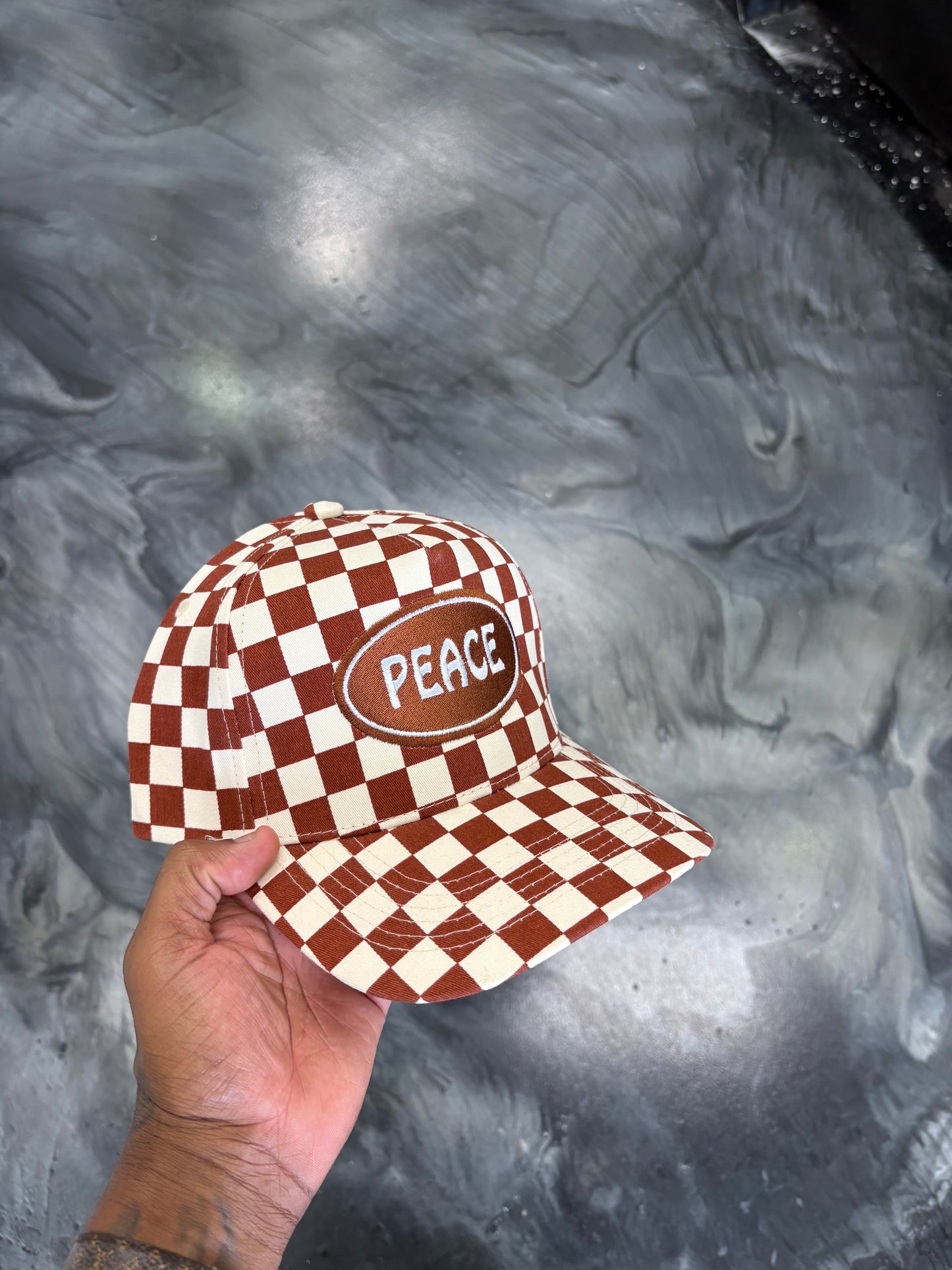 Brown ‘Checkerboard’ Peace Hat
