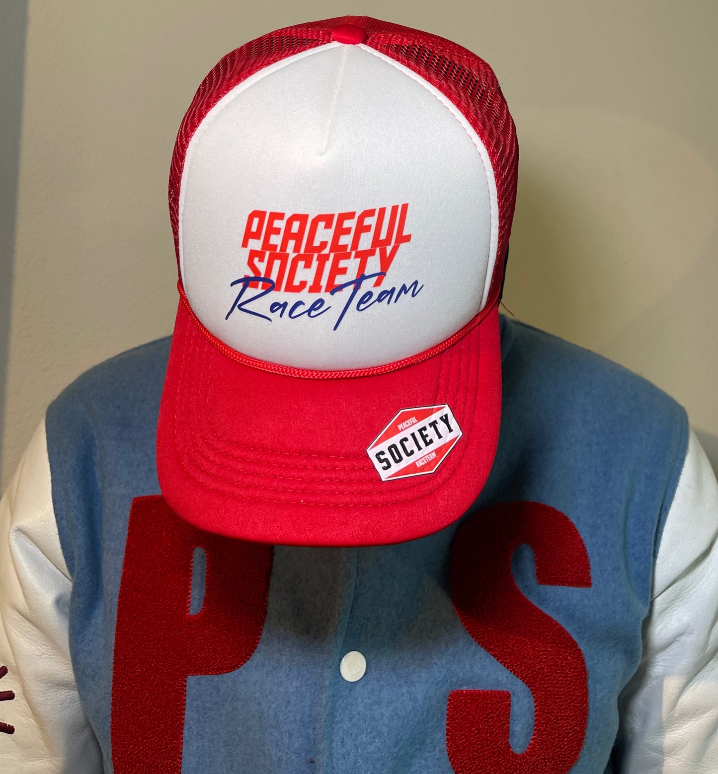 Peaceful Society “Raceteam” Red and White Trucker Hat