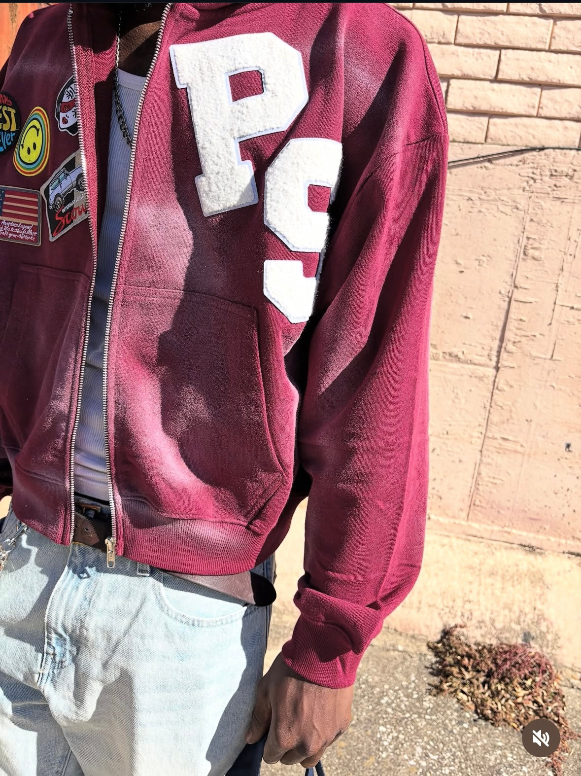 Burgundy ‘PS’ Crop Jacket