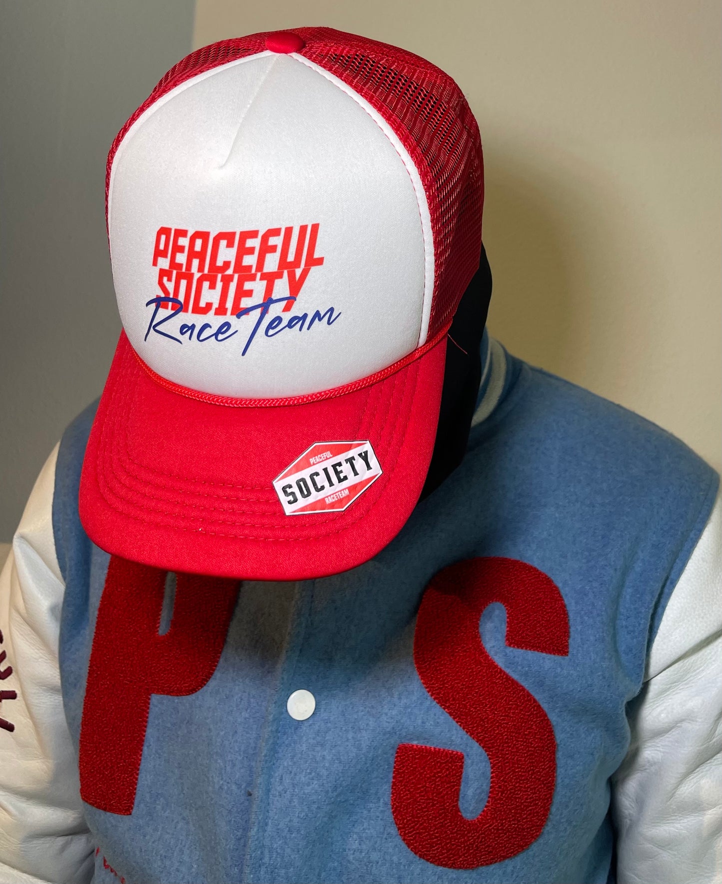 Peaceful Society “Raceteam” Red and White Trucker Hat