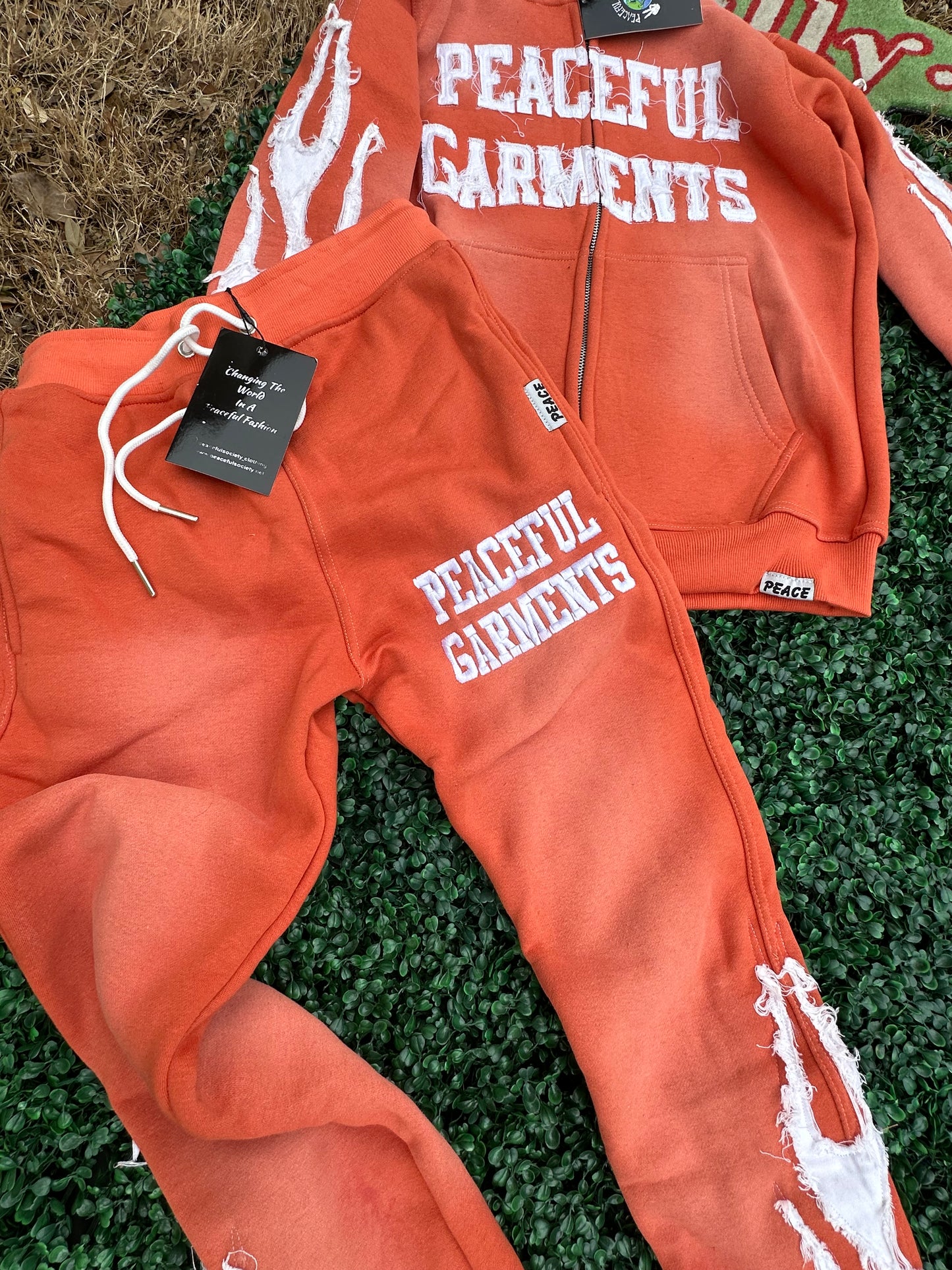 Peaceful Garments Stacked Sweats “Peach”