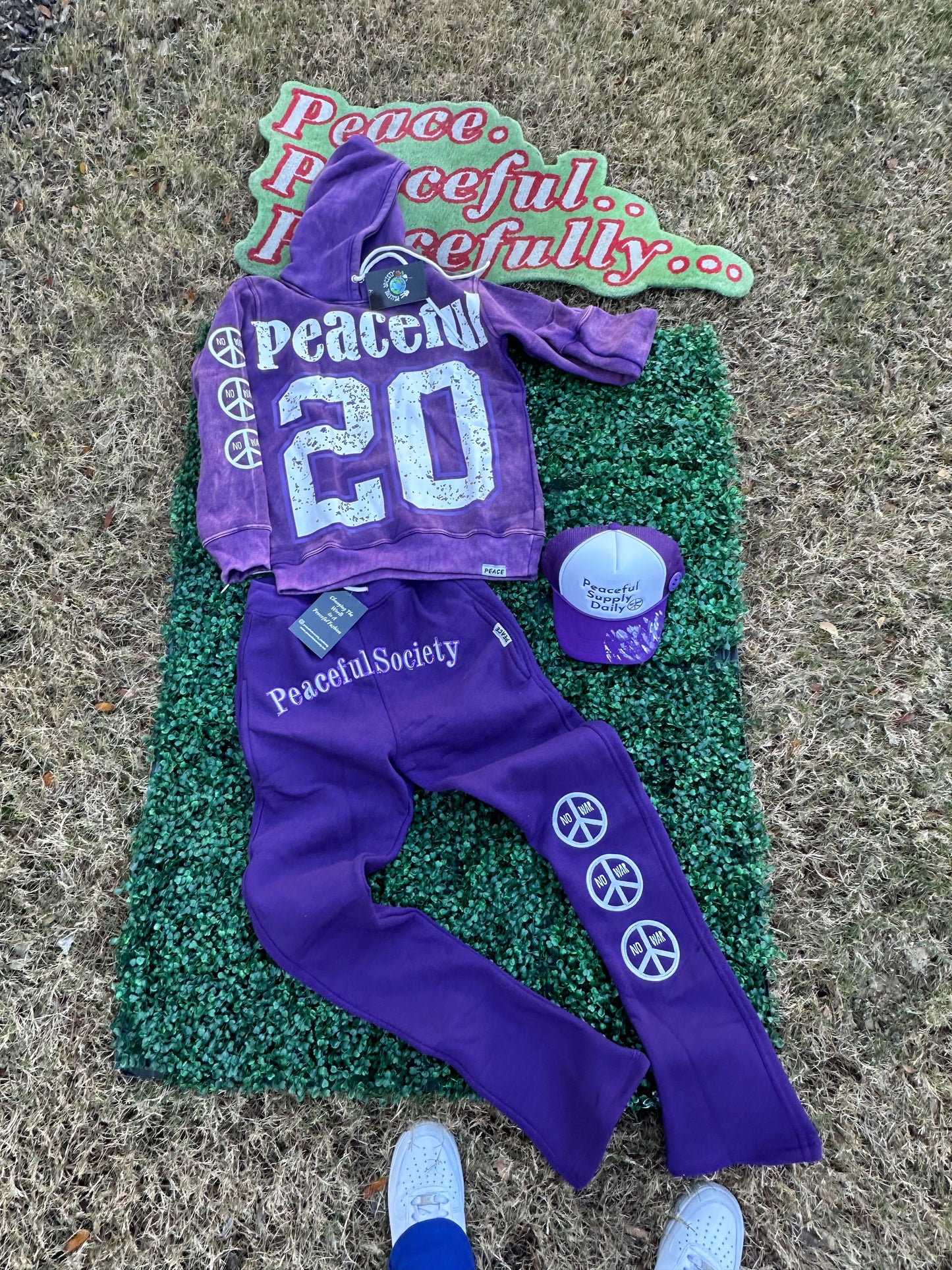 Purple Peaceful Society Stacked Sweats