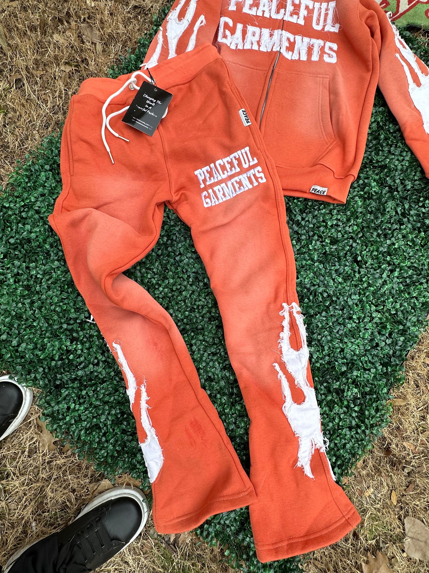 Peaceful Garments Stacked Sweats “Peach”