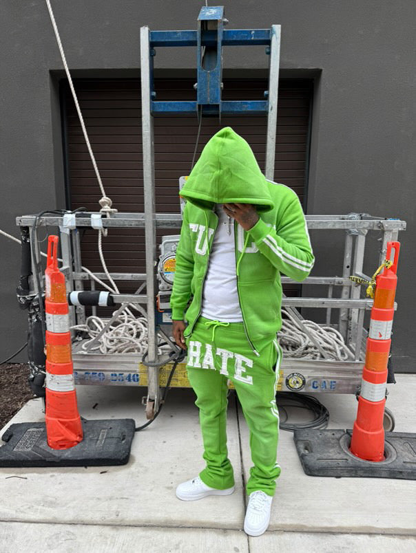 ‘Fuck Hate’ Green Striped Set