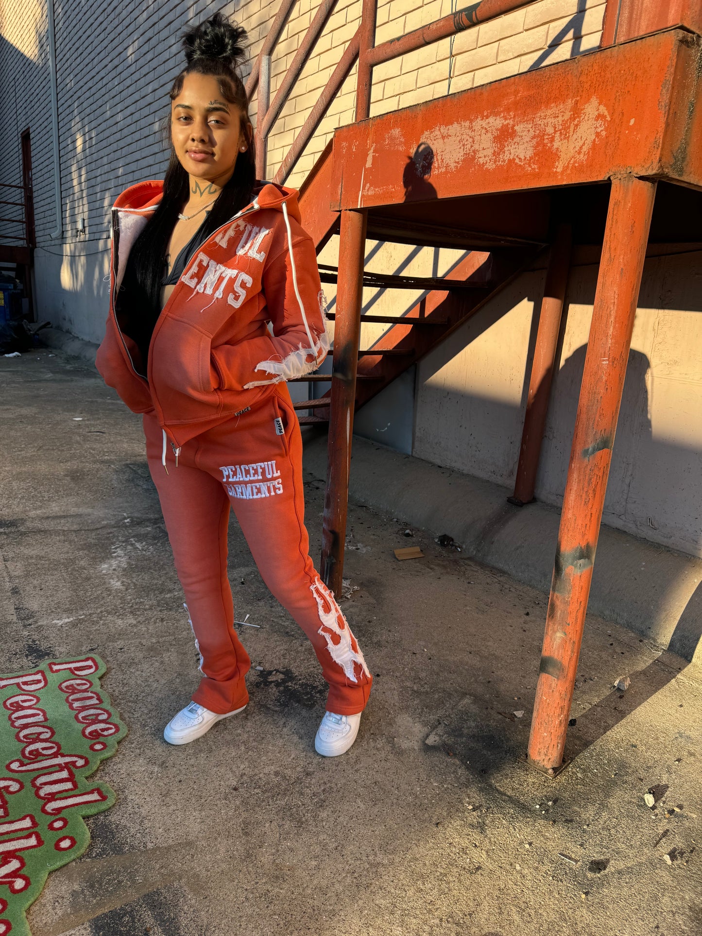 Peaceful Garments Stacked Sweats “Peach”