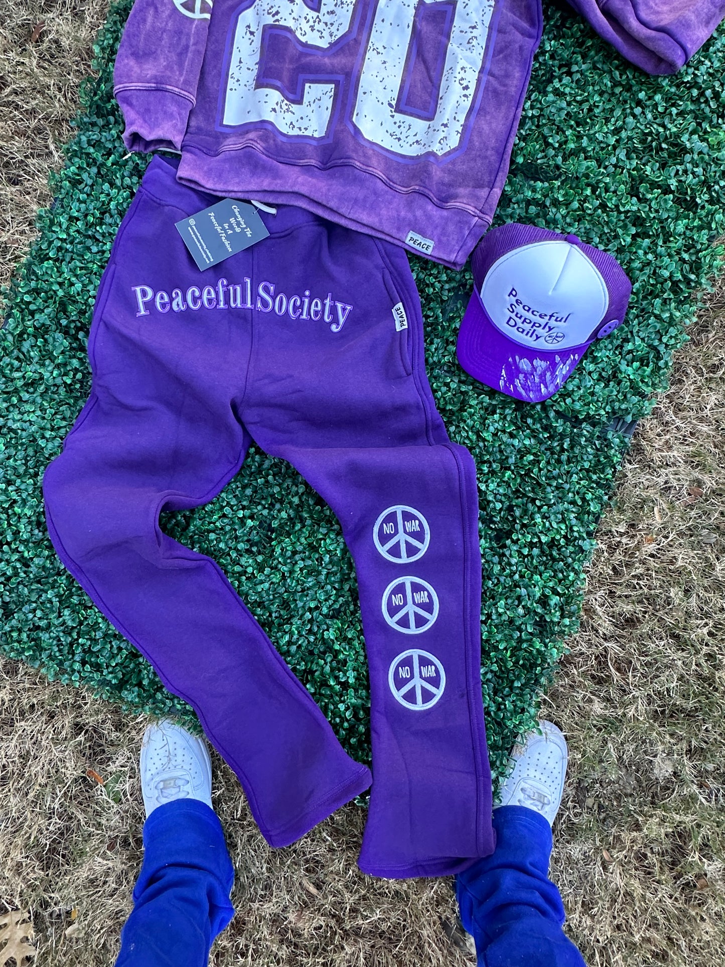 Purple Peaceful Society Stacked Sweats