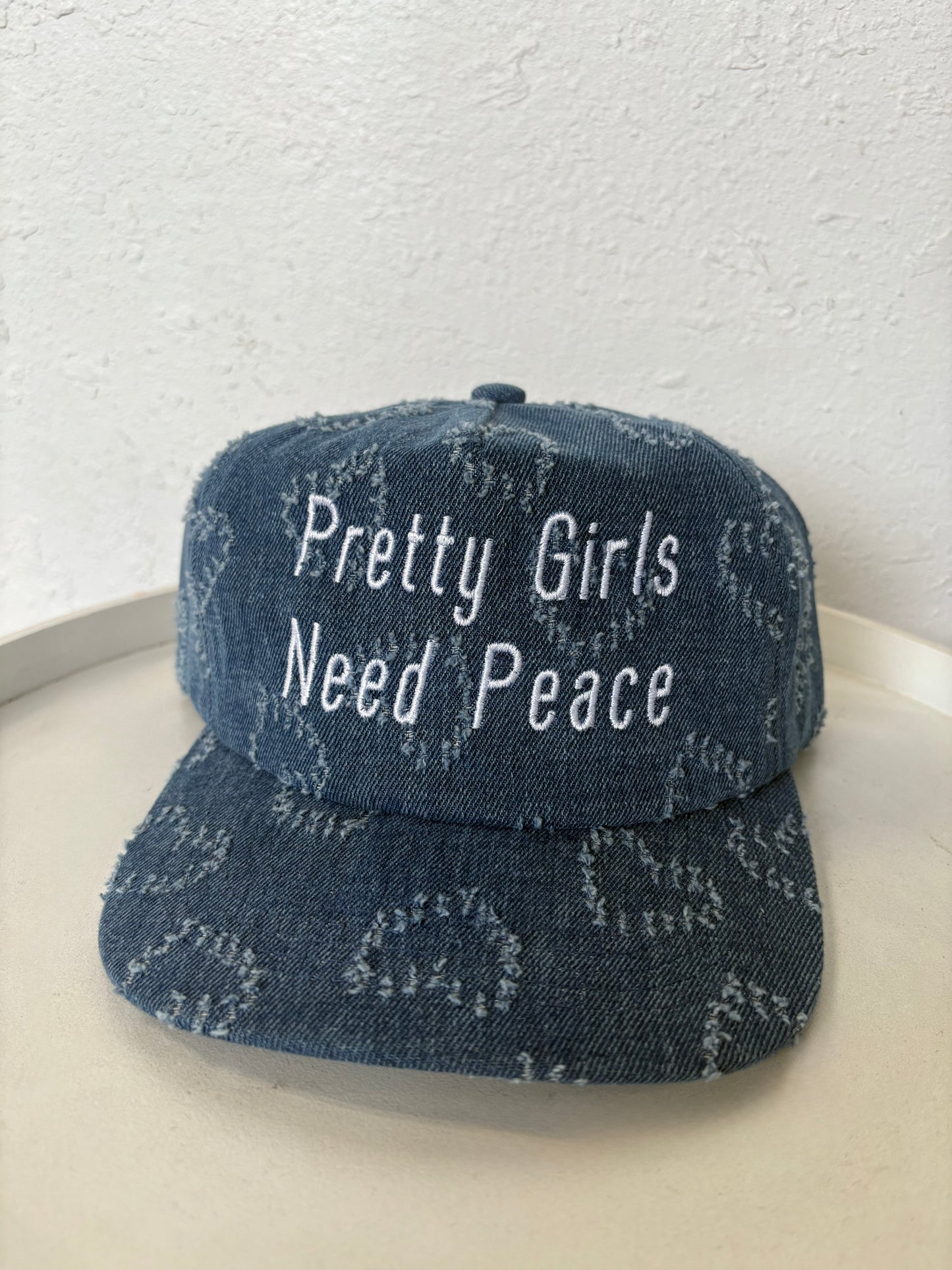 ‘Pretty Girls Need Peace’ Denim Hat