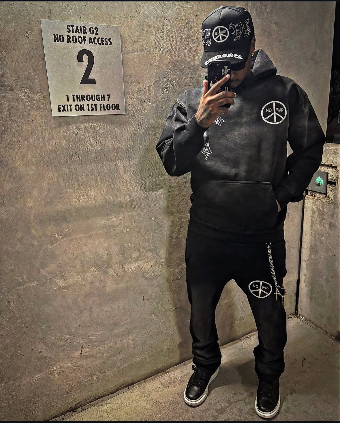 ‘No War’ Rhinestone Hoodie