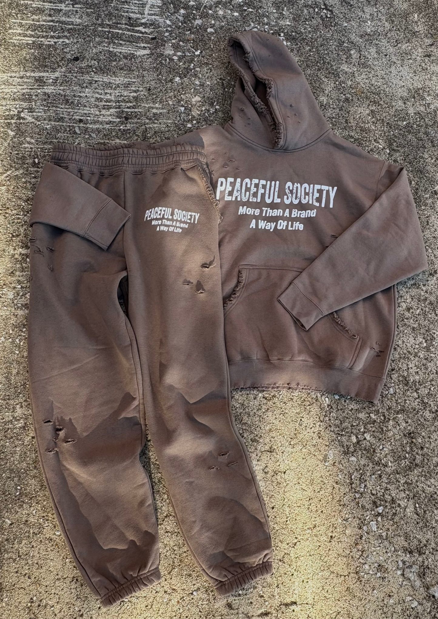 ‘Peaceful Society’ Olive Vintage Hoodie