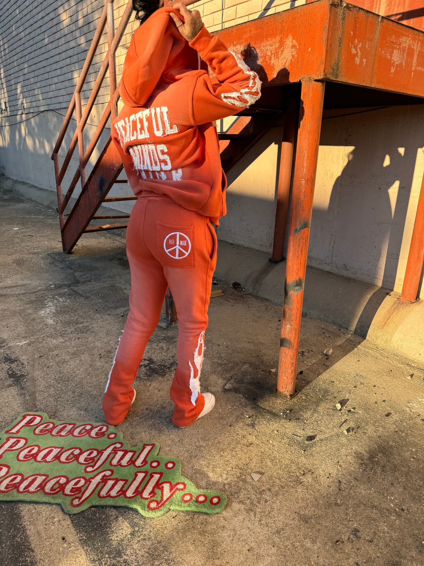 Peaceful Garments Stacked Sweats “Peach”