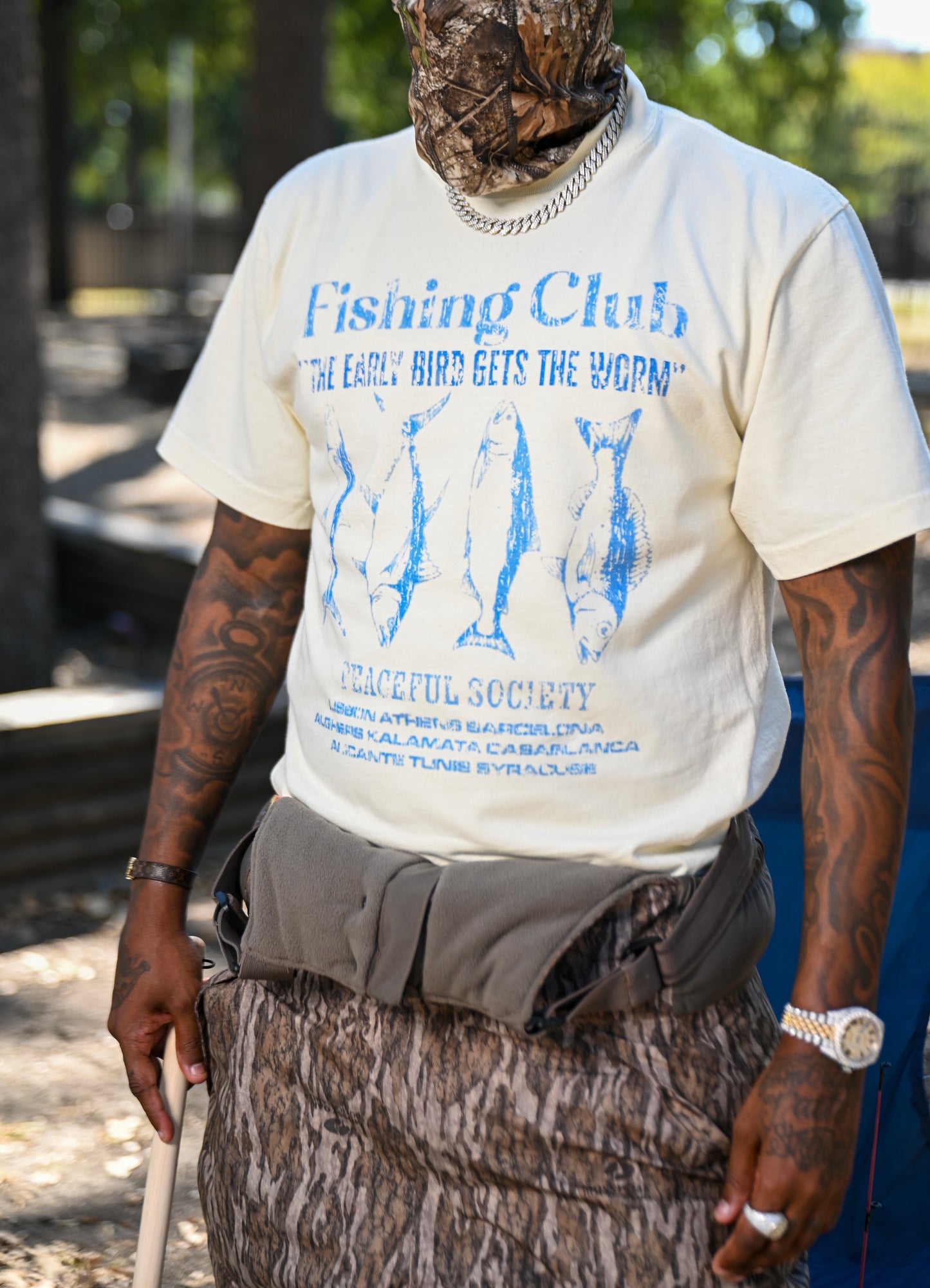 White ‘Peaceful Fisherman’ T-Shirt