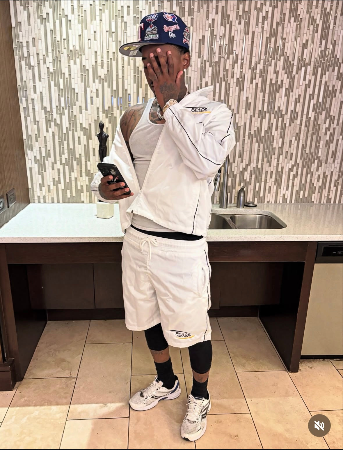 White ‘Peace World-Wide’ Tracksuit Short Set