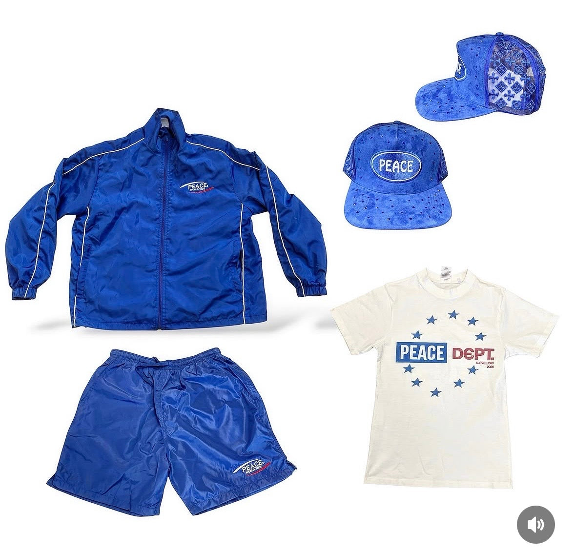 ‘Peace World-Wide’ Royal Blue Shorts