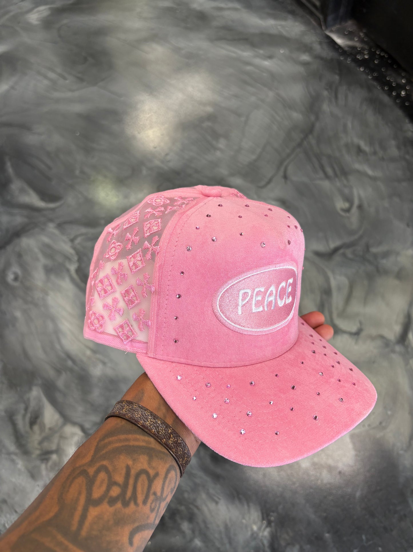 Pink ‘Rhinestone Chrome’ Peace Hat