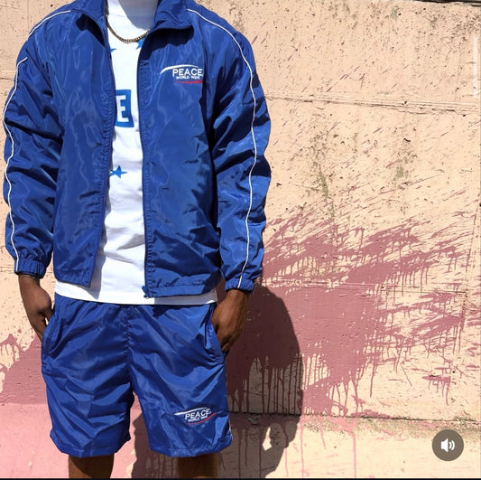 Royal Blue ‘Peace World-Wide’ Set (Jacket & Shorts)