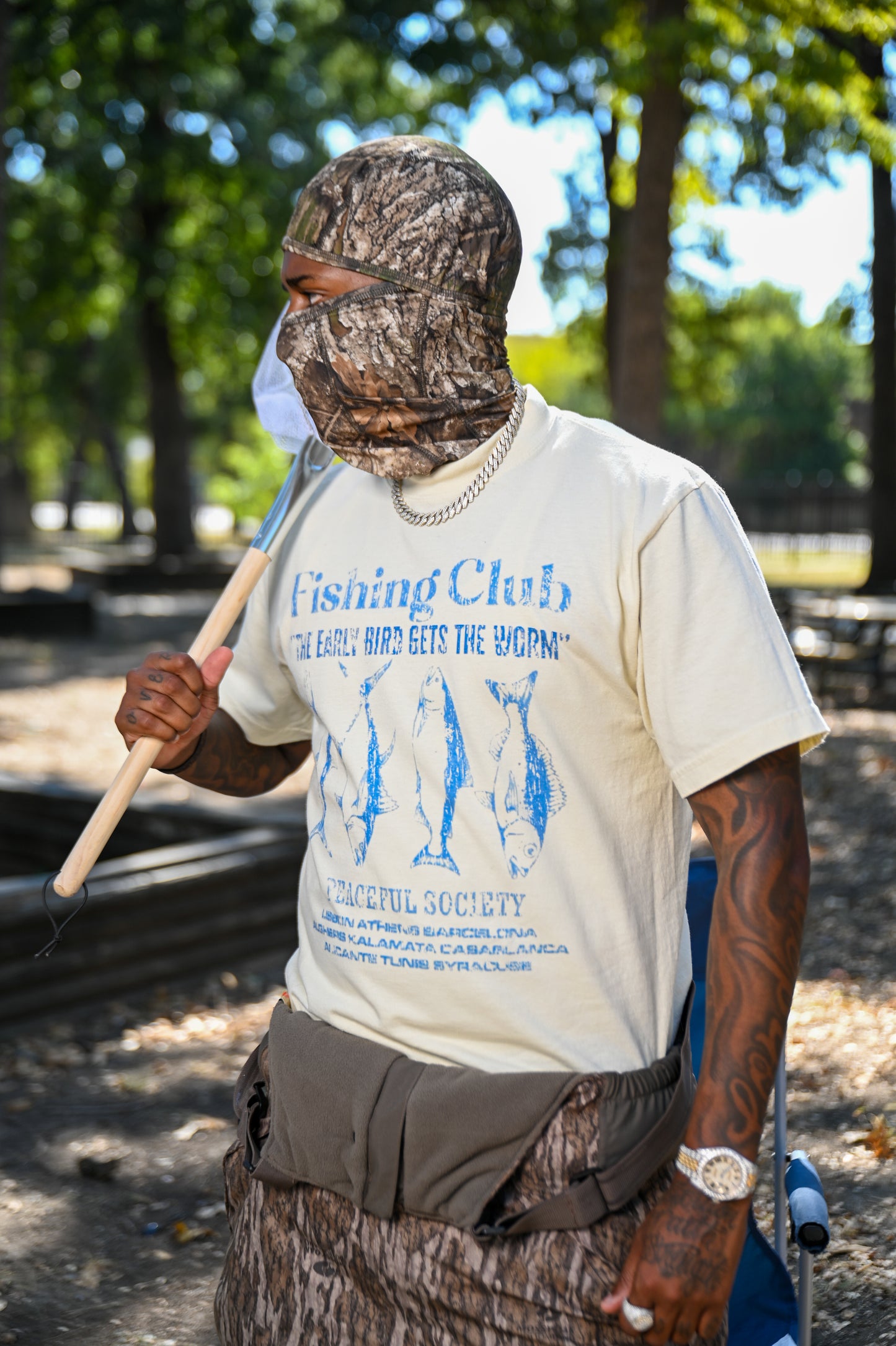 White ‘Peaceful Fisherman’ T-Shirt