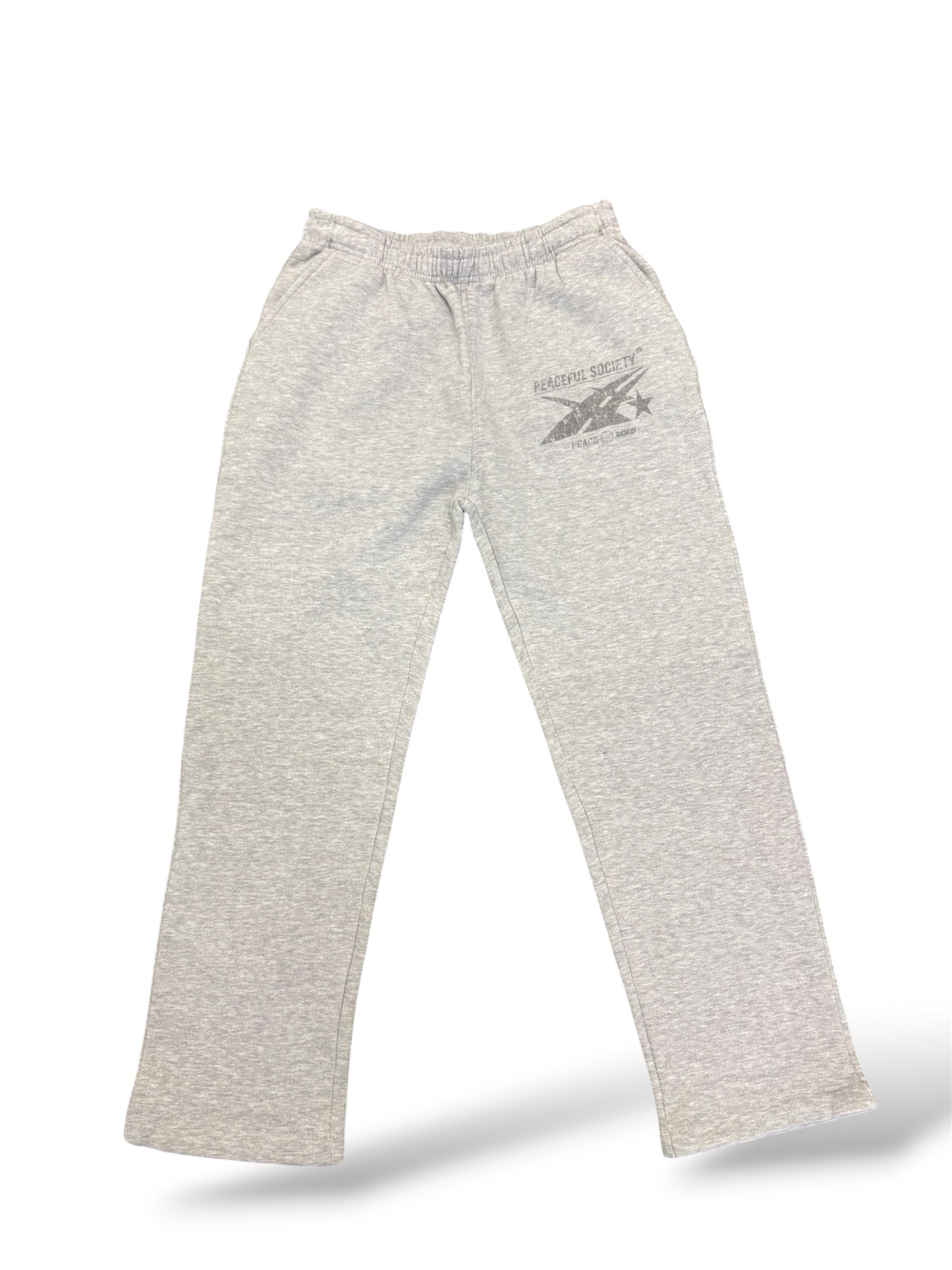 Grey ‘Peaceful Society’ Baggy Stacked Sweats