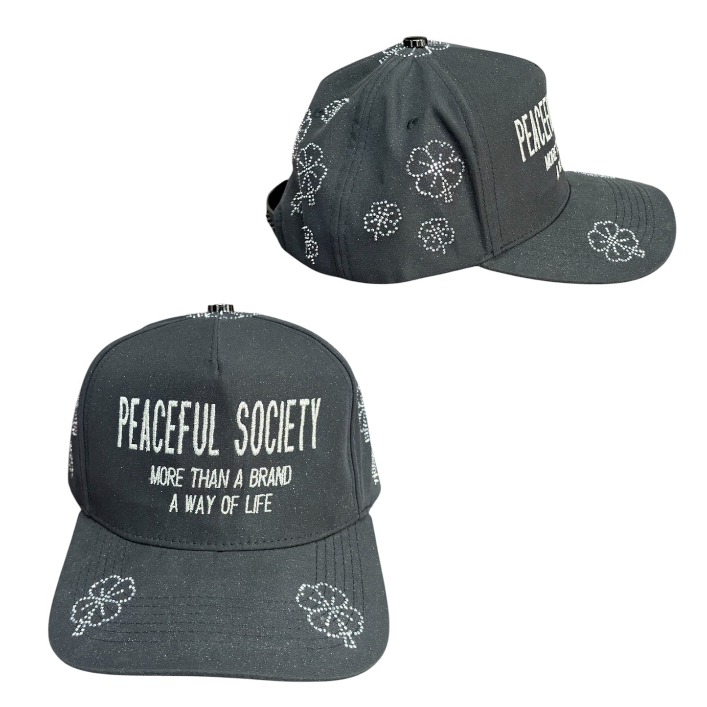 Black ‘Clover’ Rhinestone Peace Hat