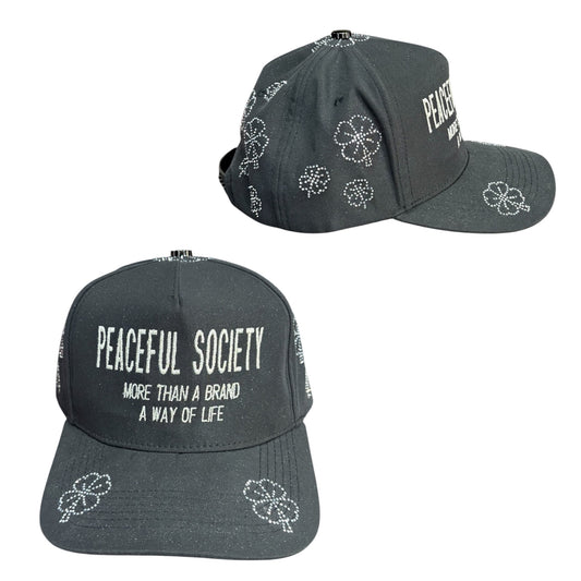 Black ‘Clover’ Rhinestone Peace Hat