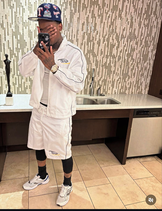White ‘Peace World-Wide’ Tracksuit Short Set
