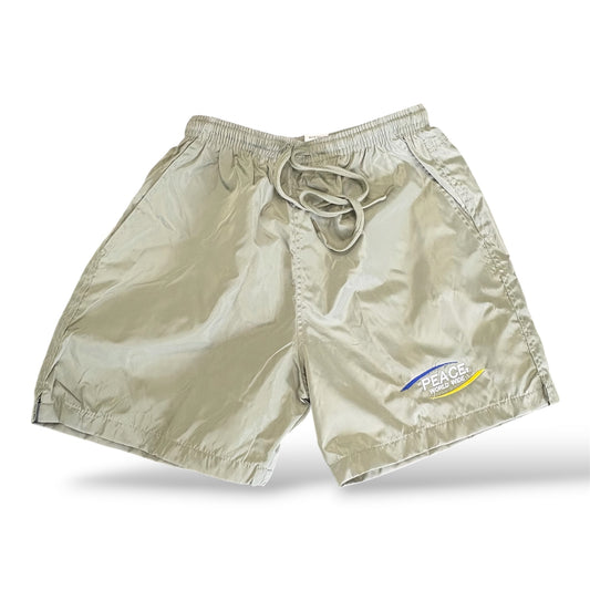 ‘Peace World-Wide’ Dark Olive Shorts