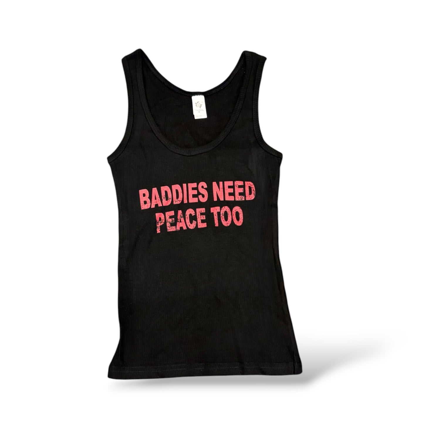 Ladies Black ‘Baddies Need Peace’ Muscle Tee