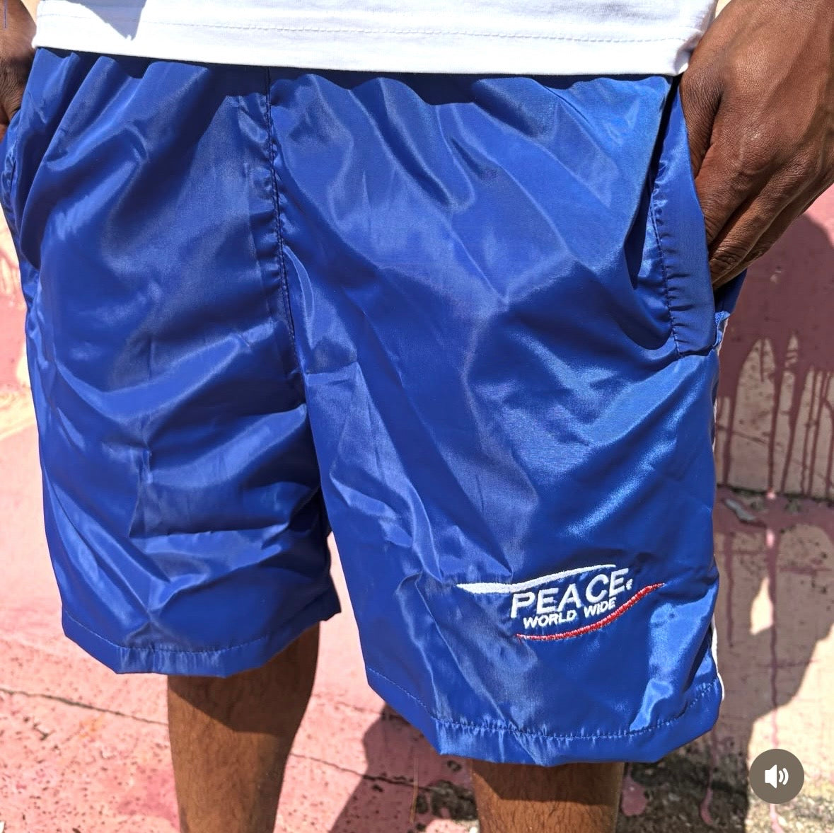 ‘Peace World-Wide’ Royal Blue Shorts