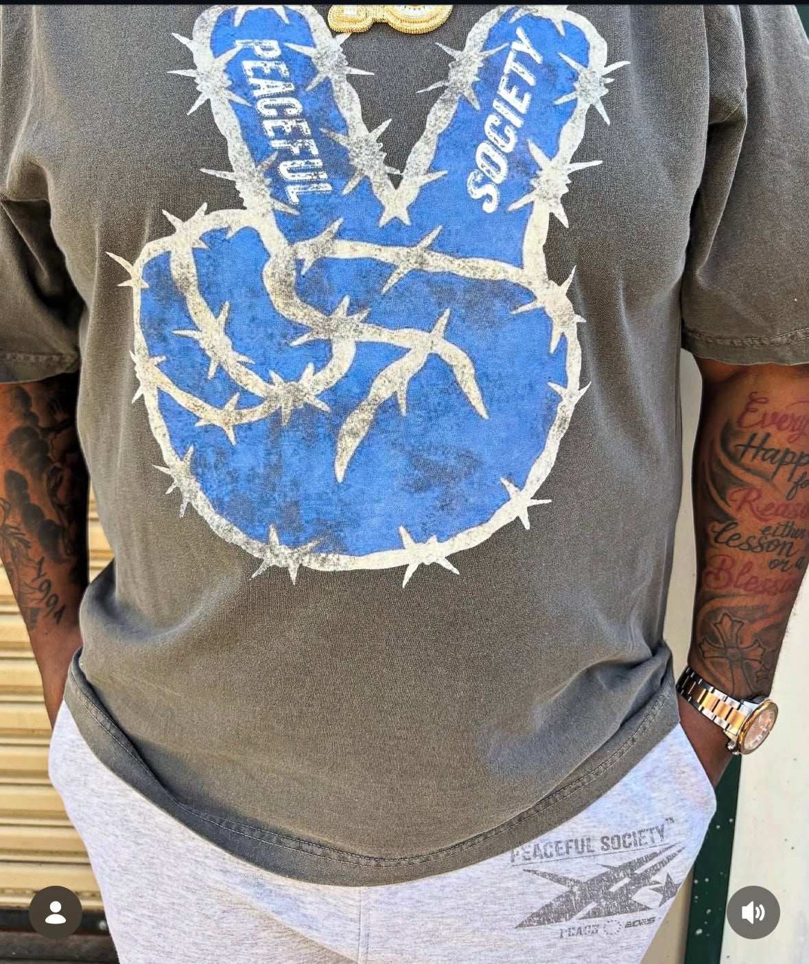 Acid Grey ‘Peace’ Baggy T-Shirt