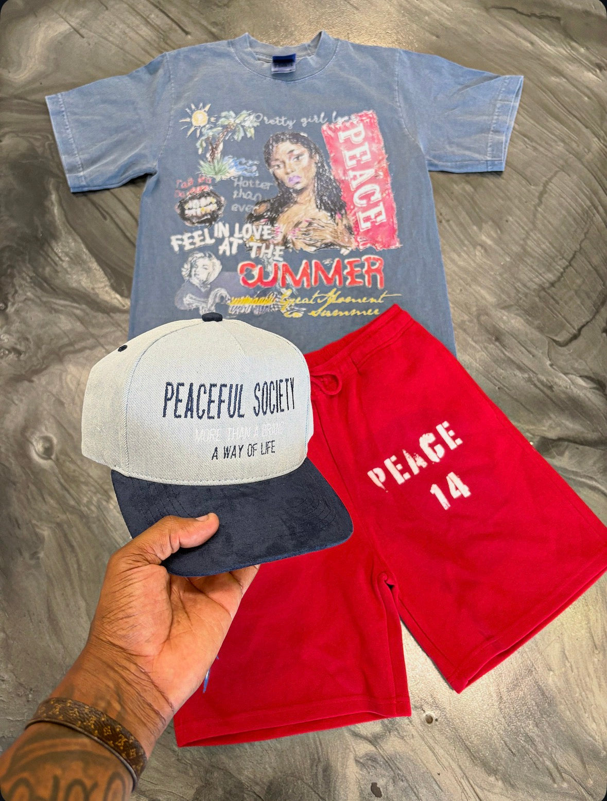 Light Blue/Dark Blue ‘Peaceful Society’ Hat