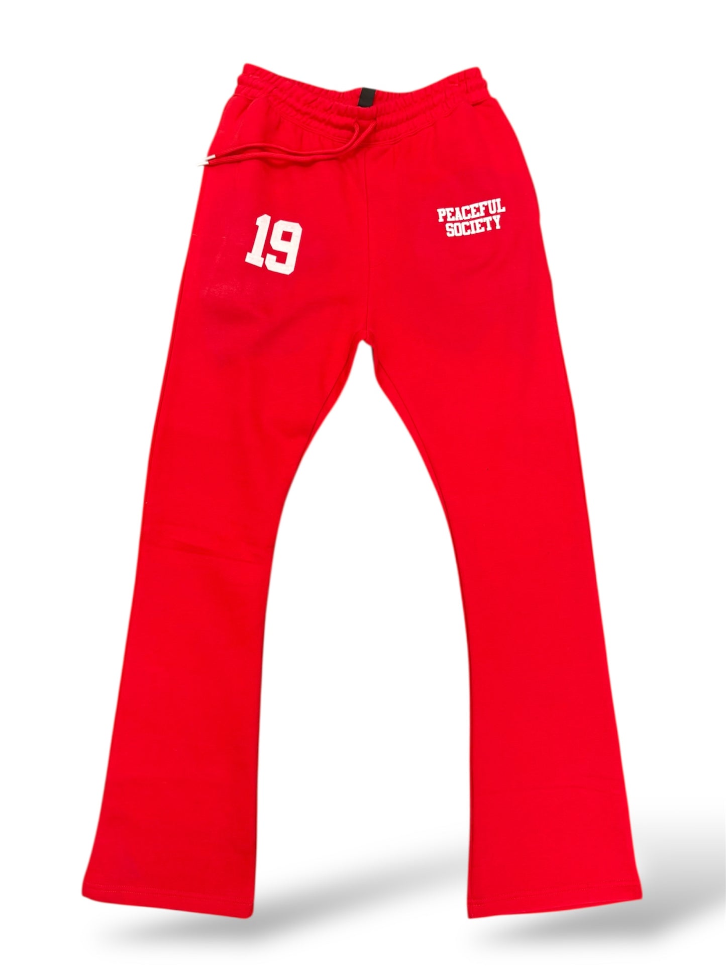 Red ‘Peaceful Society 19’ Stacked Sweats