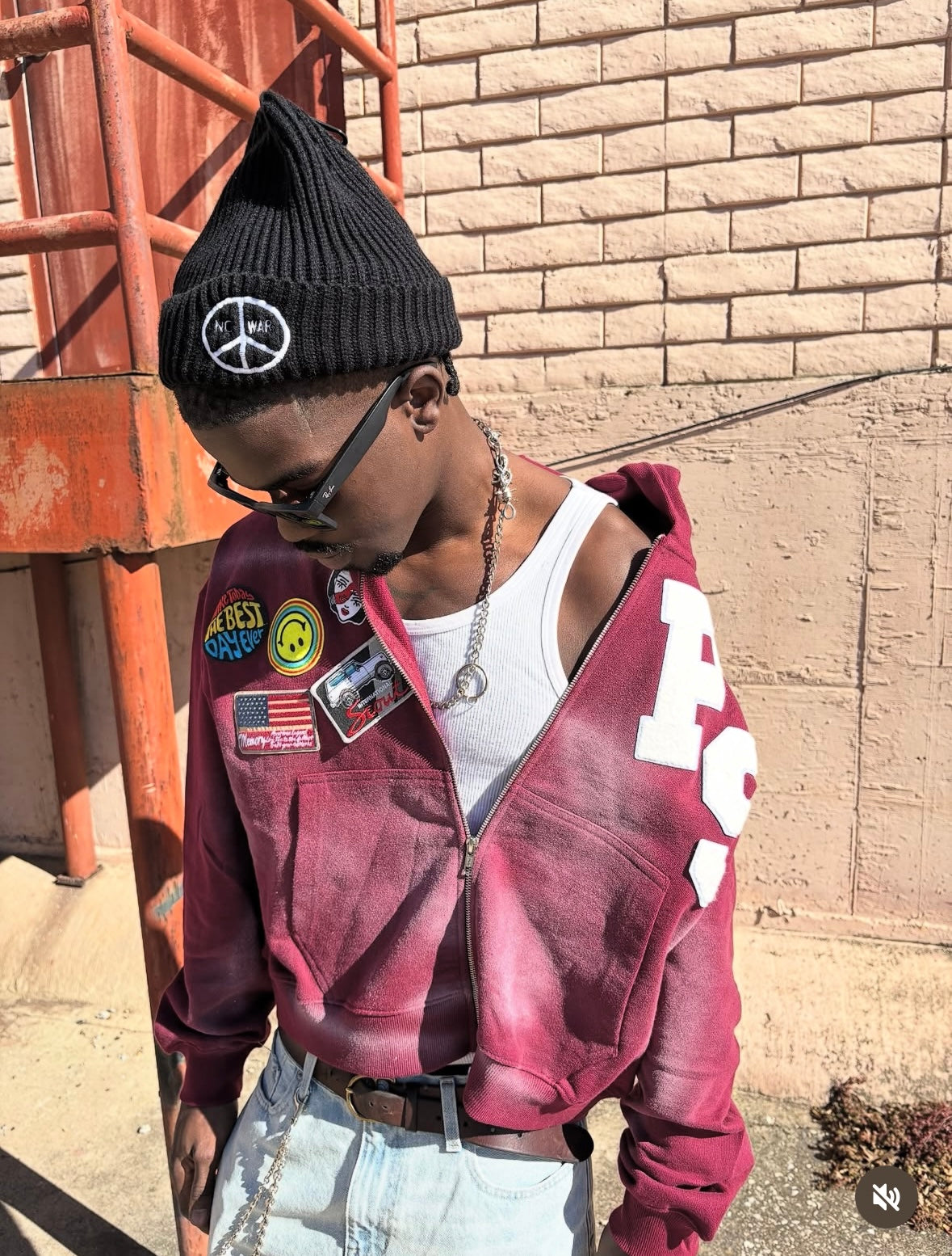 Burgundy ‘PS’ Crop Jacket