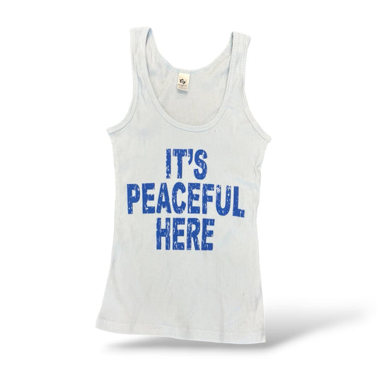Ladies Light Blue ‘It’s Peaceful Here’ Muscle Tee