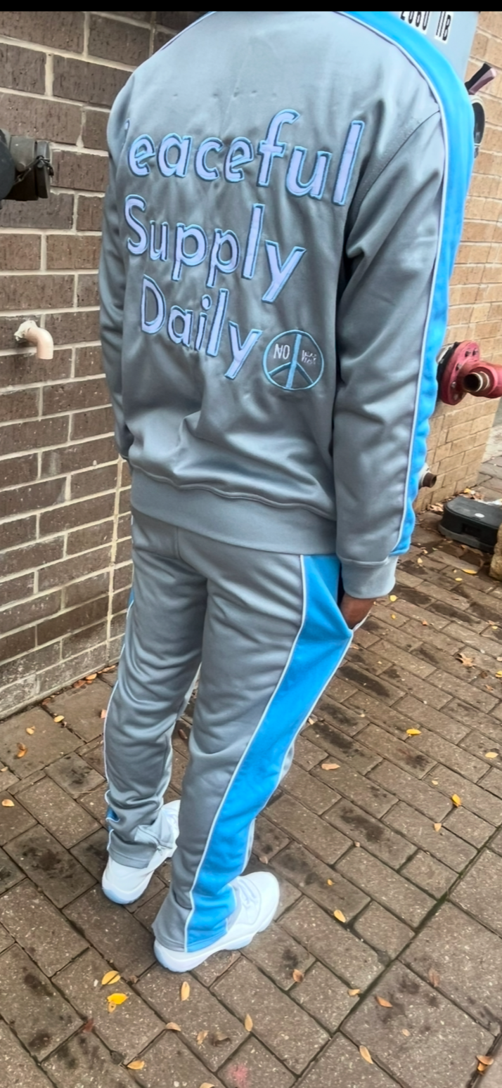 Grey 'Peaceful Supply Daily' Tracksuit