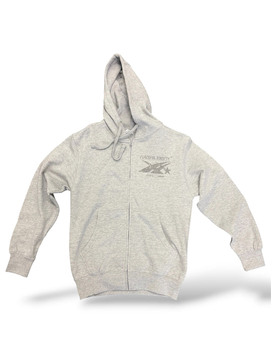 Grey ‘Peaceful Society’ Zip Up