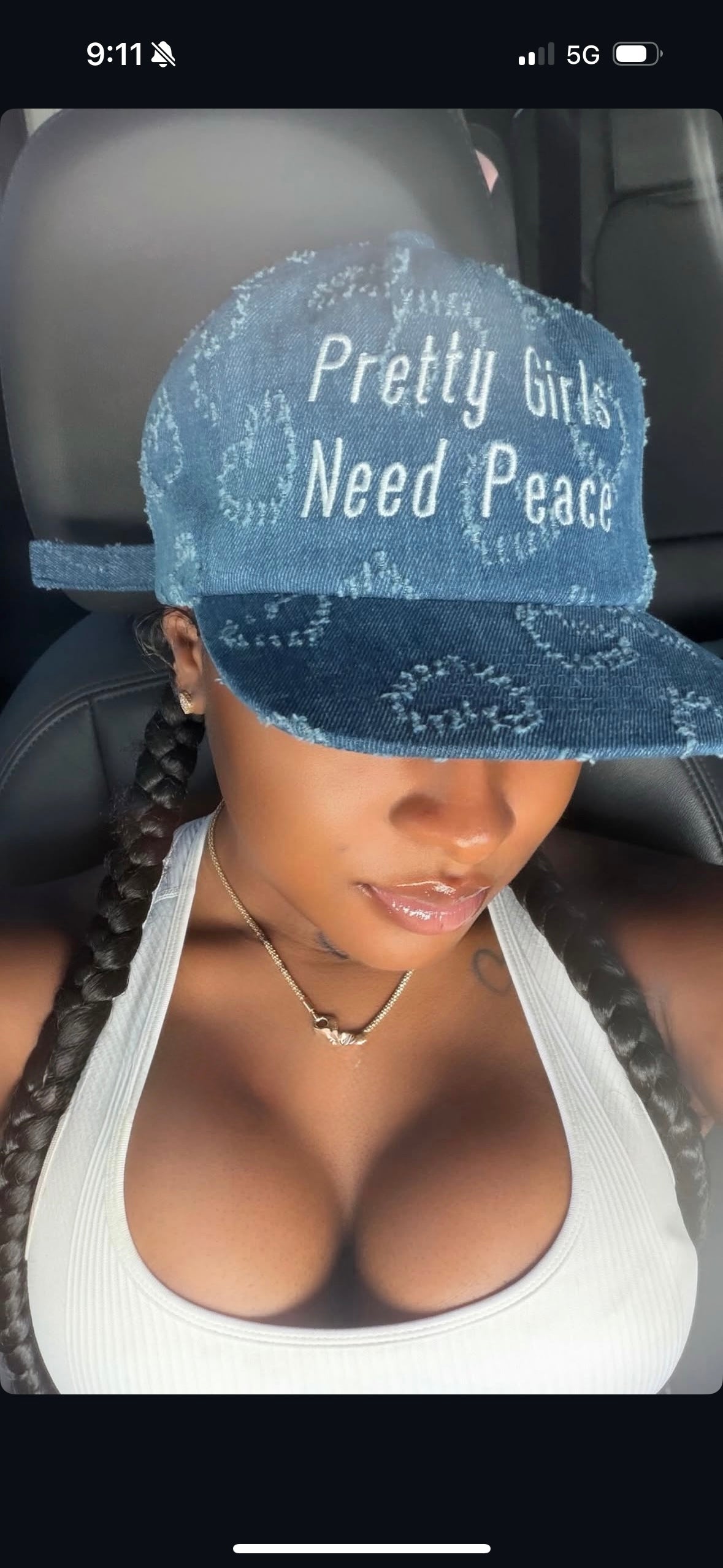 ‘Pretty Girls Need Peace’ Denim Hat
