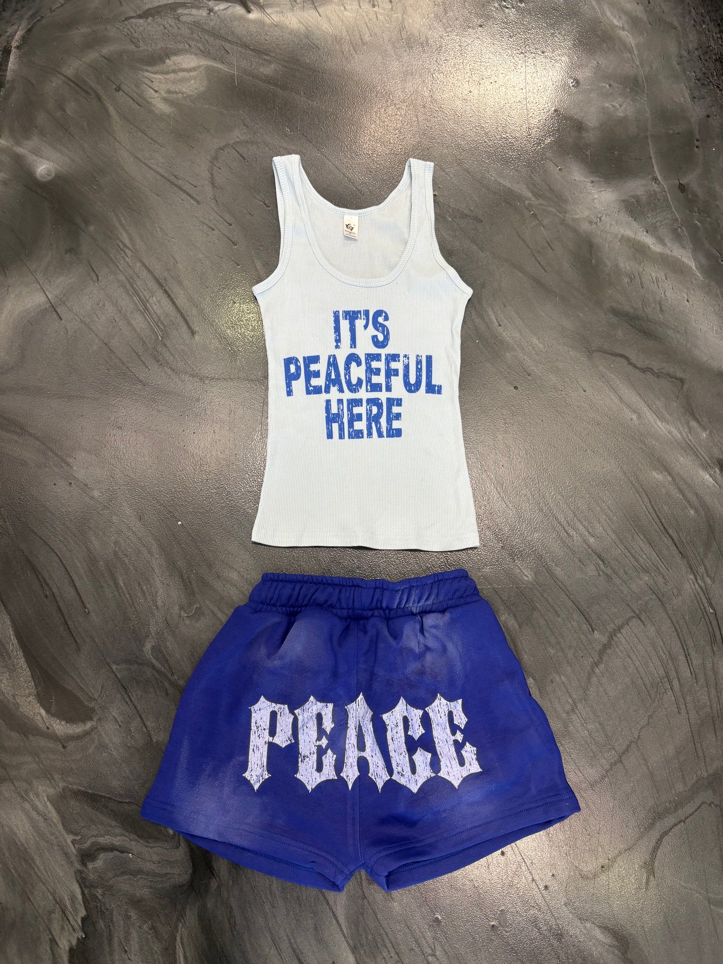 Ladies Light Blue ‘It’s Peaceful Here’ Muscle Tee