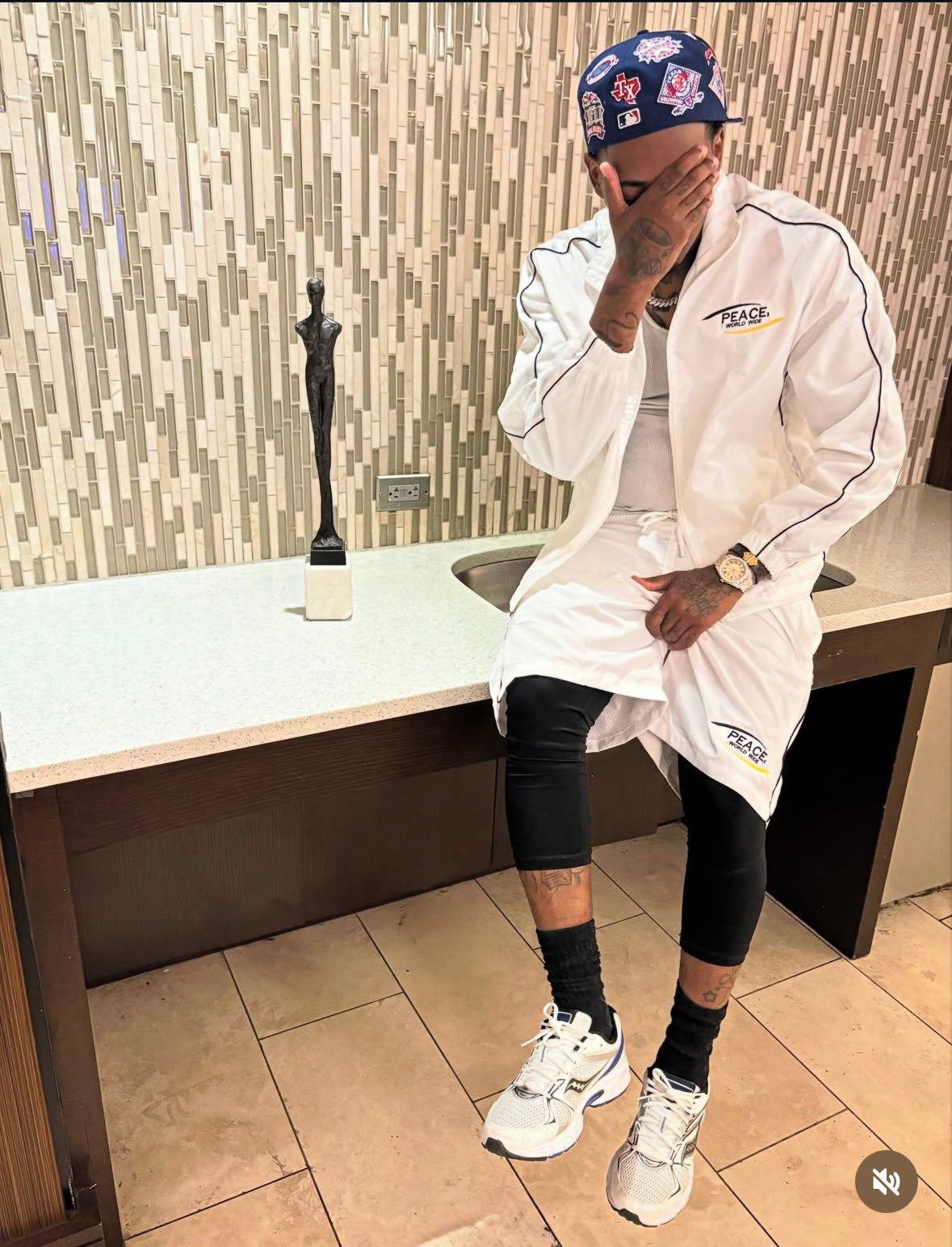 White ‘Peace World-Wide’ Tracksuit Short Set