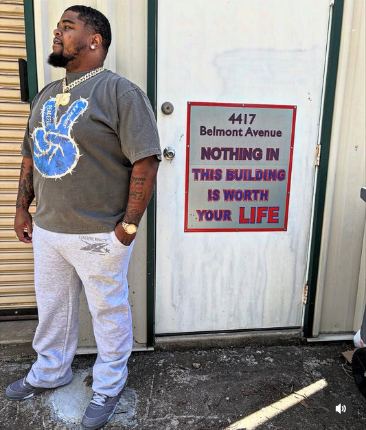 Grey ‘Peaceful Society’ Baggy Stacked Sweats