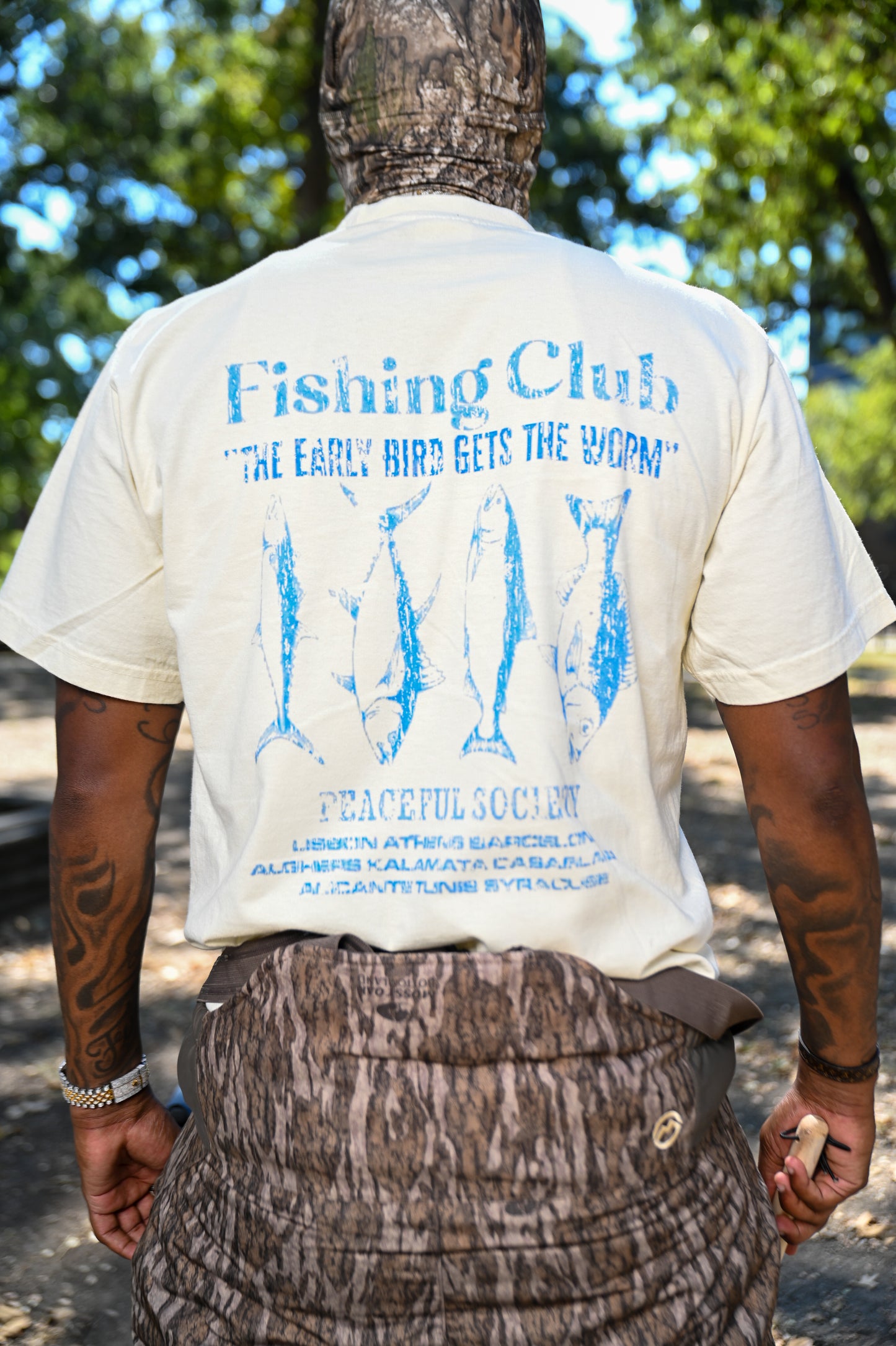 White ‘Peaceful Fisherman’ T-Shirt
